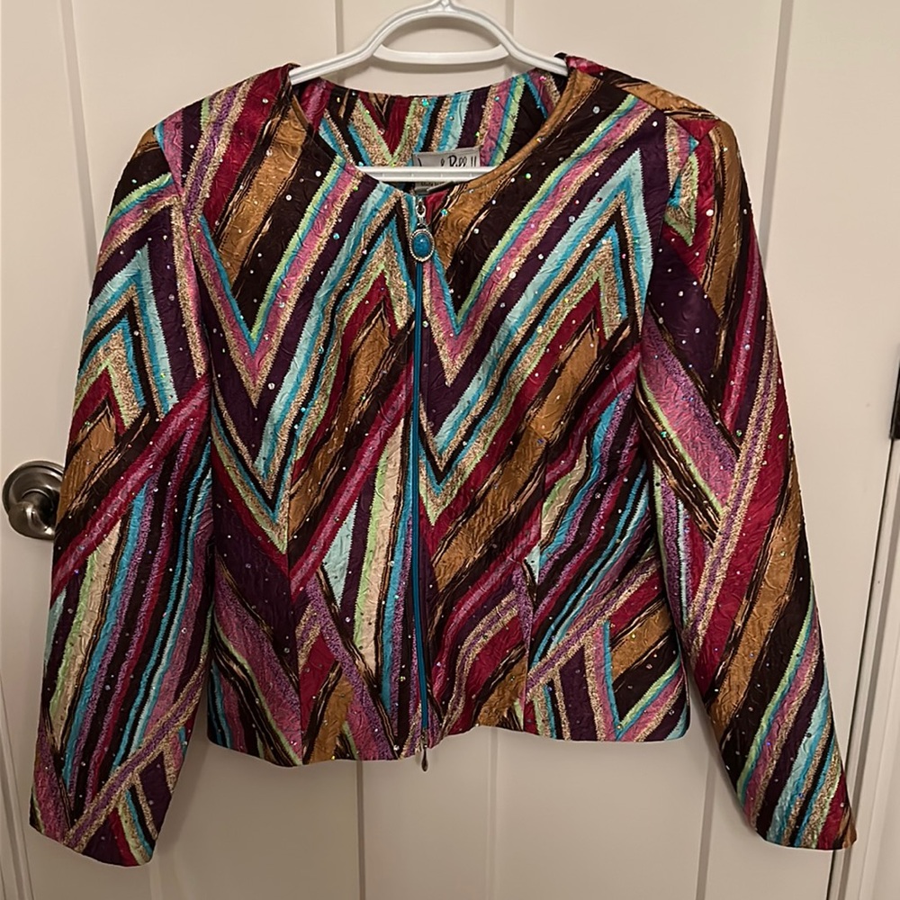 Joseph Ribkoff Multicolor Zigzag Statement Blazer
